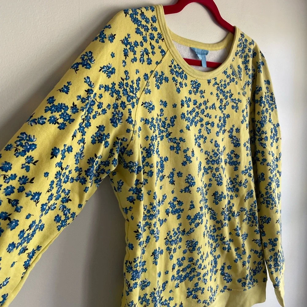 Draper James Yellow and Blue Floral Sweatshirt Size L